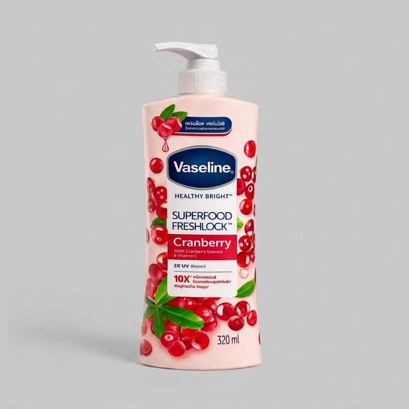 لوسیون بدن کرمی وازلین مدل Cranberry ضد خشکی، مناسب انواع پوست، حجم 320 میلی‌لیتر