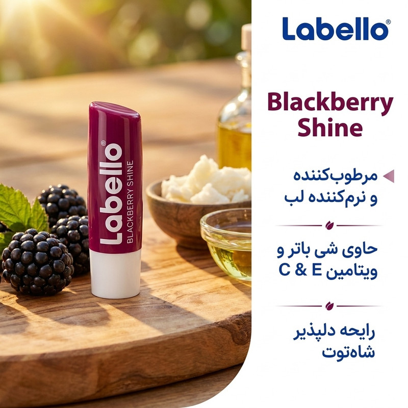 بالم لب ماتیکی لابلو مدل Blackberry Shine، مرطوبکننده و نرمکننده لب، حجم 4.8 گرم