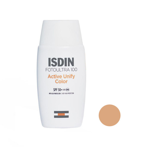 فلوئید ضدآفتاب رنگی ایزدین SPF50 مدل Active Unify مناسب انواع پوست، حجم 50 میلیلیتر