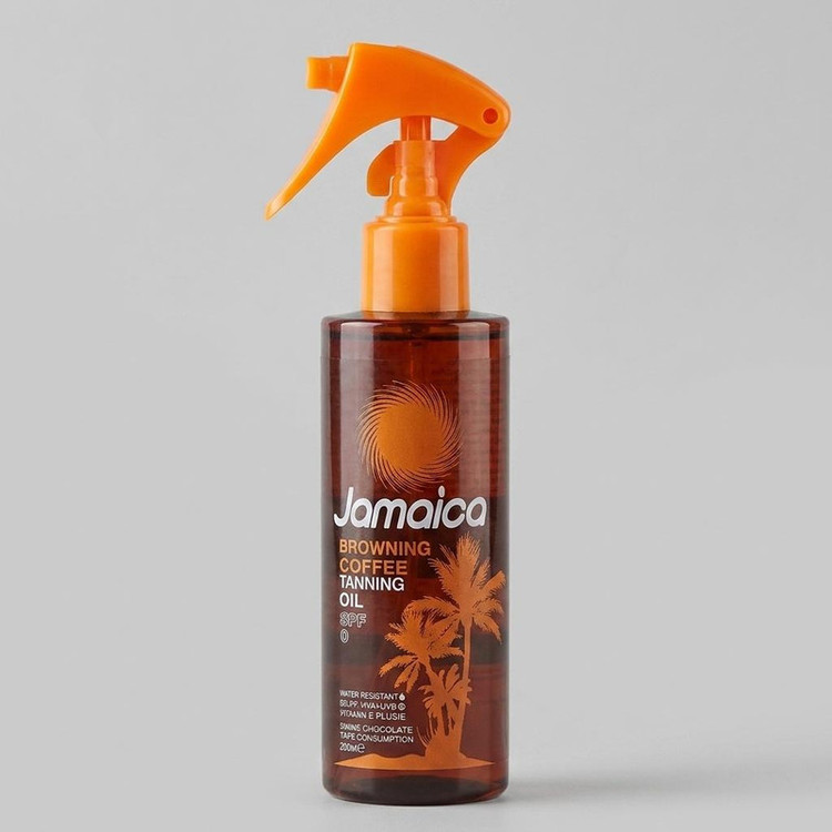 روغن برنزه کننده جامائیکا مدل قهوه 200 میلیلیتر، دارای SPF UVA و UVB، مقاوم در برابر آب و رطوبت و حاوی ویتامین E برای افزایش درخشش شکلاتی پوست